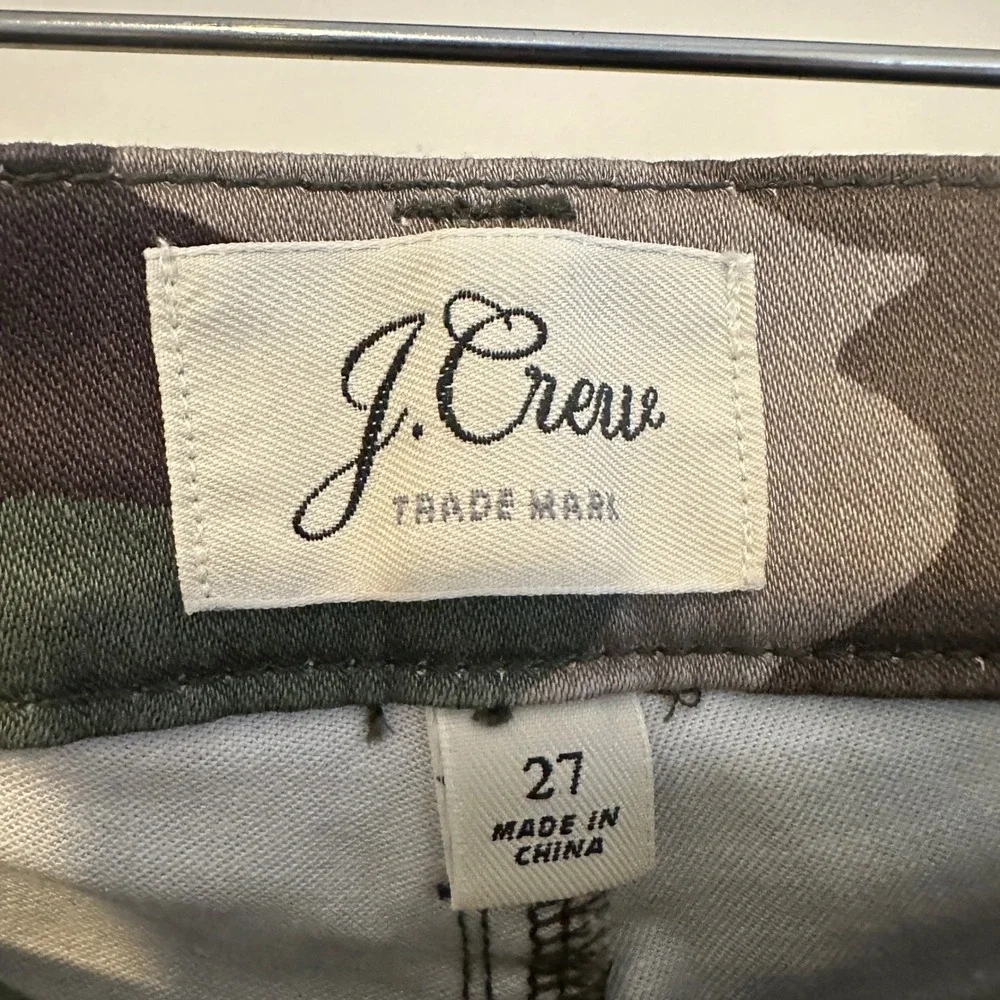 J Crew Camouflage Cargo Pants Womens Size 27 Green Brown Utility Pocket Slim Fit